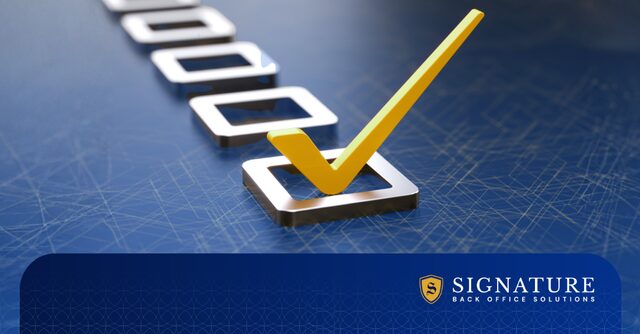 Golden checkmark on checklist representing multi-state staffing compliance requirements for 2026.