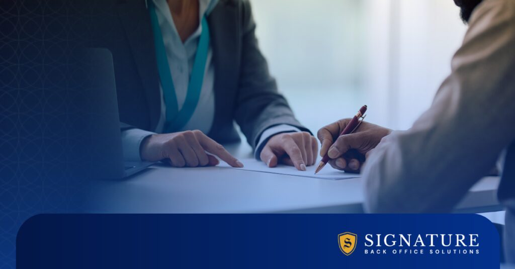 Business professionals reviewing contract staffing strategy for scaling operations.